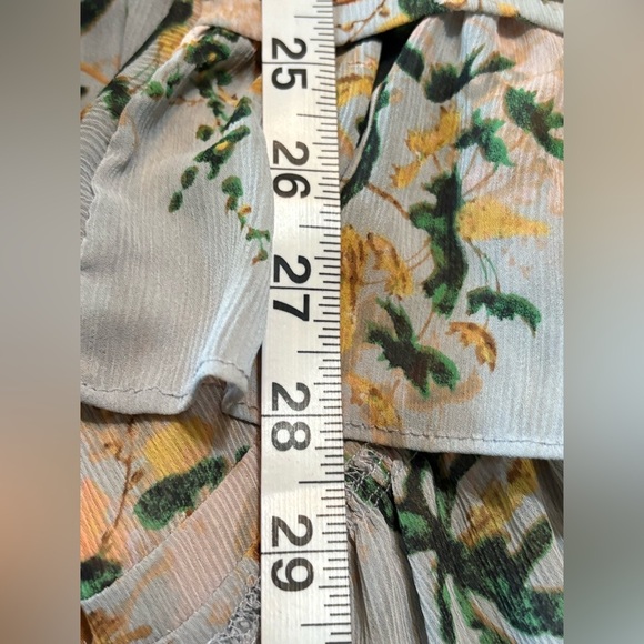 Anthro MAEVE Floral Sheer Sleeveless Tunic Gray Peach Ruffle Size Small - Picture 10 of 11